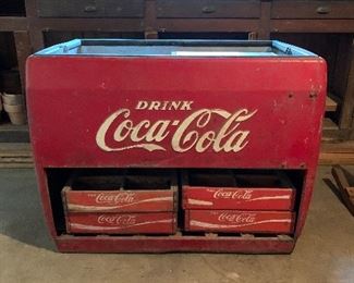 Coca-Cola cooler and bottle crates