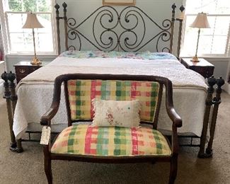 King size bed and mattress, beautiful bench! 