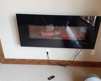5 setting electric fireplace with mountain hardware, remote control and rail assembly