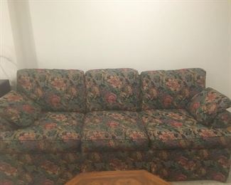 Sofa has floral pattern in durable fabric