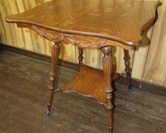 Outstanding Oak Parlor Table w/Glass Ball Feet