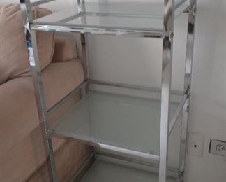 Chrome and Glass Floor Standing Shelf