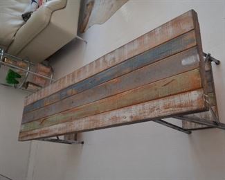 Wood Bench with Metal Base