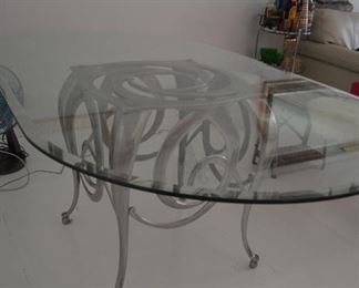 Oval Glass Top and Pewter base from Fortunoff