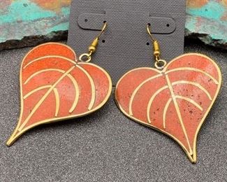 Brass earrings from Tibet with coral