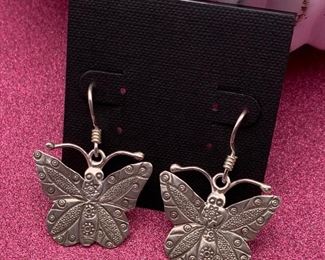 Fine silver butterfly earrings from Thailand