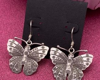 Fine silver butterfly earrings from Thailand