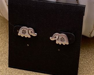 Fine silver elephant post earrings from Thailand