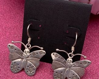 Fine silver butterfly earrings from Thailand