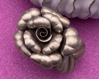 Fine silver floral statement cuff bracelet from Thailand