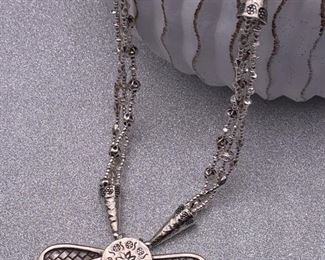 Fine silver woven texture petal necklace from Thailand