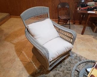 Nylon wicker swivel arm chair