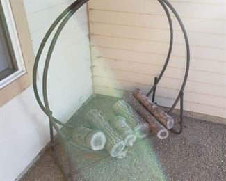 Vintage wrought iron fire wood holder