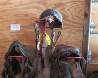 Leather horse saddles