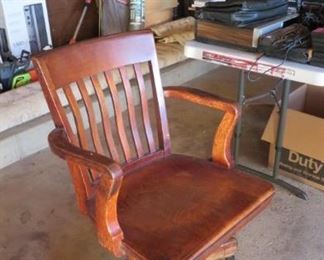 Vintage wood barrister chair, swivels