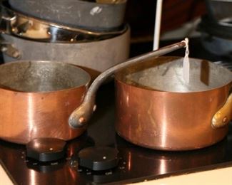 ANTIQUE COPPER PANS (HOTEL MAYBE)