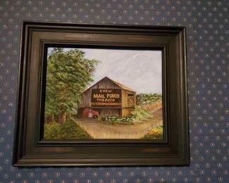 Oil on Canvas - Mail Pouch Tobacco ad on barn