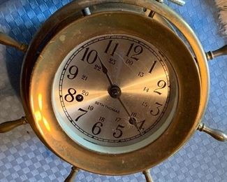 Seth Thomas Helmsman Ship Wheel Clock, solid brass, key wound
