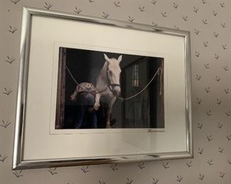 Framed Photo of Horse, signed