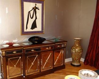 EJ Victor Sideboard. Absolutely Gorgeous!! Black Multi Color Murano Bowl Sitting on top.