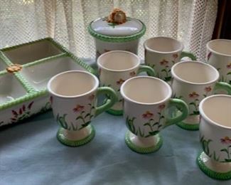 HALF OFF !  $4.00 now, was  $14.00......8 Floral Mugs and Serving  Piece (A16)