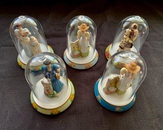 CLEARANCE!  $4.00 now, was $20.00......Set of 5 Avon Collectibles Ladies in Dome Displays  (A73)