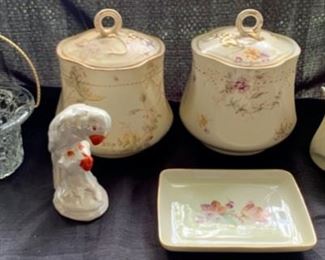 CLEARANCE!    $4.00 now, was $25.00......Pair of Vintage Biscuit jars and glassware(A66)