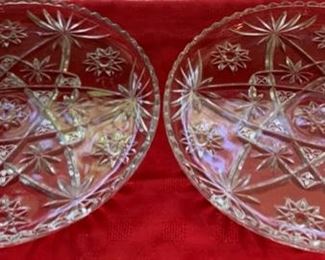 HALF OFF !  $4.00 now, was $10.00........2 Large Glass Platters 13 1/2" diameter (A151)