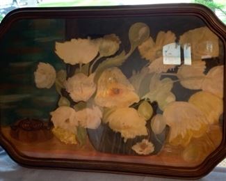 CLEARANCE !  $6.00 now, was $25.00......Pretty Vintage Floral Picture, 23 1/2" x 15 1/2" (A160)