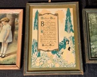 CLEARANCE!  $4.00 now, was $15.00........3 Small Vintage Pictures, Largest 10 1/2" x 7 12" (A262)