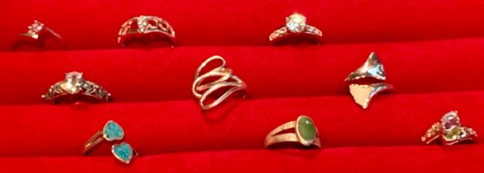 HALF OFF !  $36.00 now, was $90.00..........9 Sterling Rings Sizes 7.25 to 7.50 (A343)