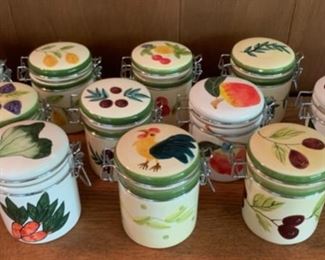REDUCED!  $9.00 now, was $12.00........Set of 11 Painted Jars (AA20)