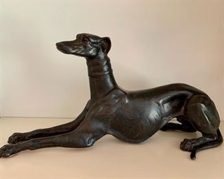 $250 - DISTINCTIVE Bronze Whippet Sculpture - Measures 16” x 4” x 8”
