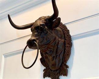 $150 - Wall Mounted Bronze Bull - Measures 10” Tall