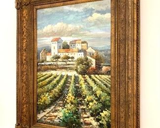 $2000 - Oversized Original Oil Depicting French Countryside (No COA present) - Art measures 23" x 35", With frame measures 37" x 49"