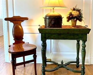 Alternate View of Maitland-Smith Distressed Green Side Table and Maitland-Smith Valet Chair