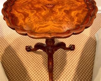 $300 - DESIGNER Pie Crust Table with Claw Feet - Measures 19” Diameter x 24” Tall