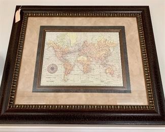 $300 - Oversize shipping map - Map measures 23.5” x 17”, With Mat measures 35.5” x 27.5”, With Frame measures 45” x 37”.