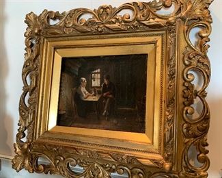 $2000 - BEAUTIFUL PIECE - Original Oil on Wood, Resembles 17th Century Dutch Panel Art - Art Measures 9" x 7.25", With Frame Measures 20" x 18"