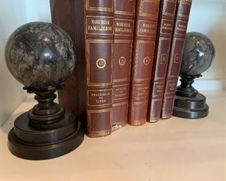 $80 (PAIR) - STUNNING Natural Stone Book Ends - Measures 5” diameter x 8” tall