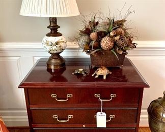 $100 - Luxury Mahogany-Colored File Cabinet with Brass Hardware - Measures 32” x 20” x 30”