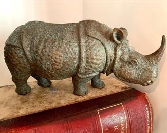 $100. Heavy, bronze rhino. Approx 8” L x 5” H