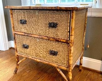 $250 - Two Drawer Rattan Chest - Measures 30” x 19” x 31”