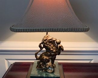 $200 Brass Lion Statement Lamp by designer Frederick Cooper. 19" H