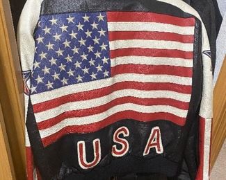 Leather USA flag jacket