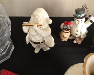 Lenox decor - Santa flutist and golfing snowman