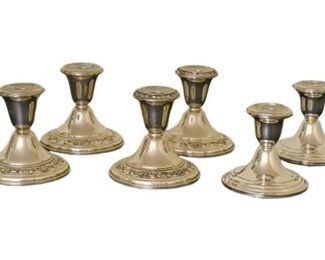 14. Six 6 Gorham Sterling Silver Candle Holders weighted