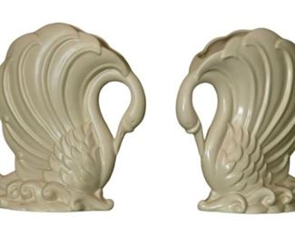36. Pair Of Swan Form Vases By Haeger Pottery