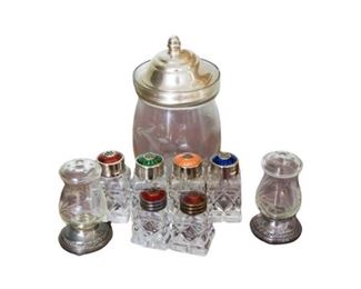 44. Group Lot Of Glass Objects with Silver Mounts