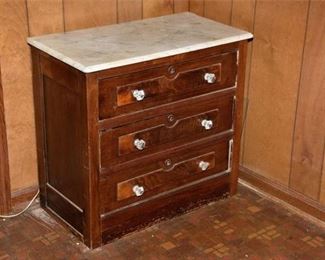91. Marble Top Victorian Chest Of Drawers